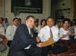 Peter Eredics presents donation to local primary school in Takeo Province, on behalf of Atticus and Techniscope (shown with Dr. Mok Mareth, Minister of Environment).